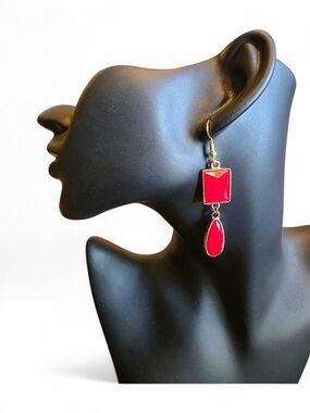 Red Drop Dangle Earrings